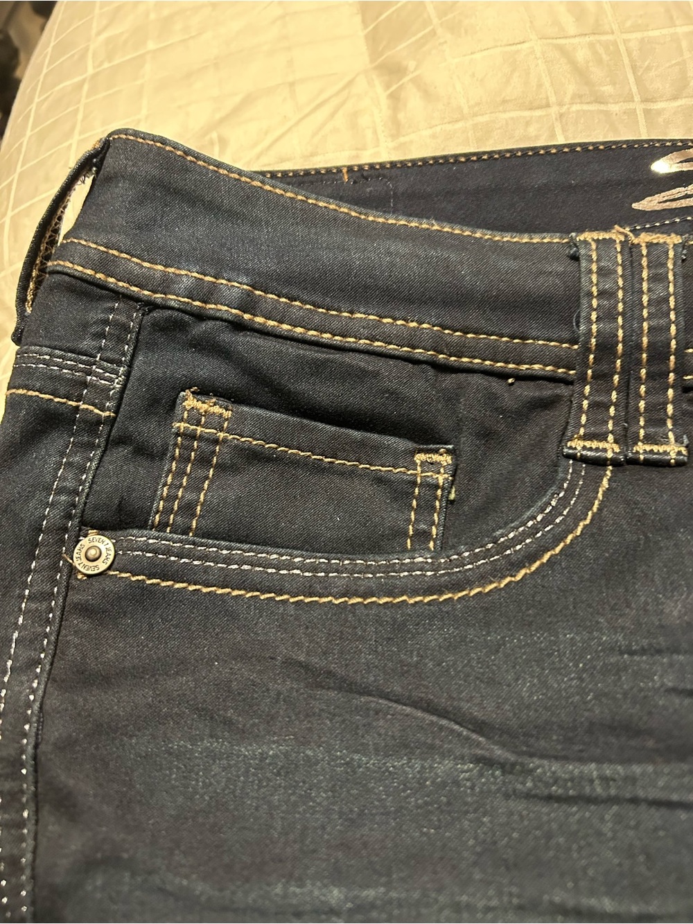 Seven7 Dark Blue Flare Jeans for Women - Picture 7 of 8